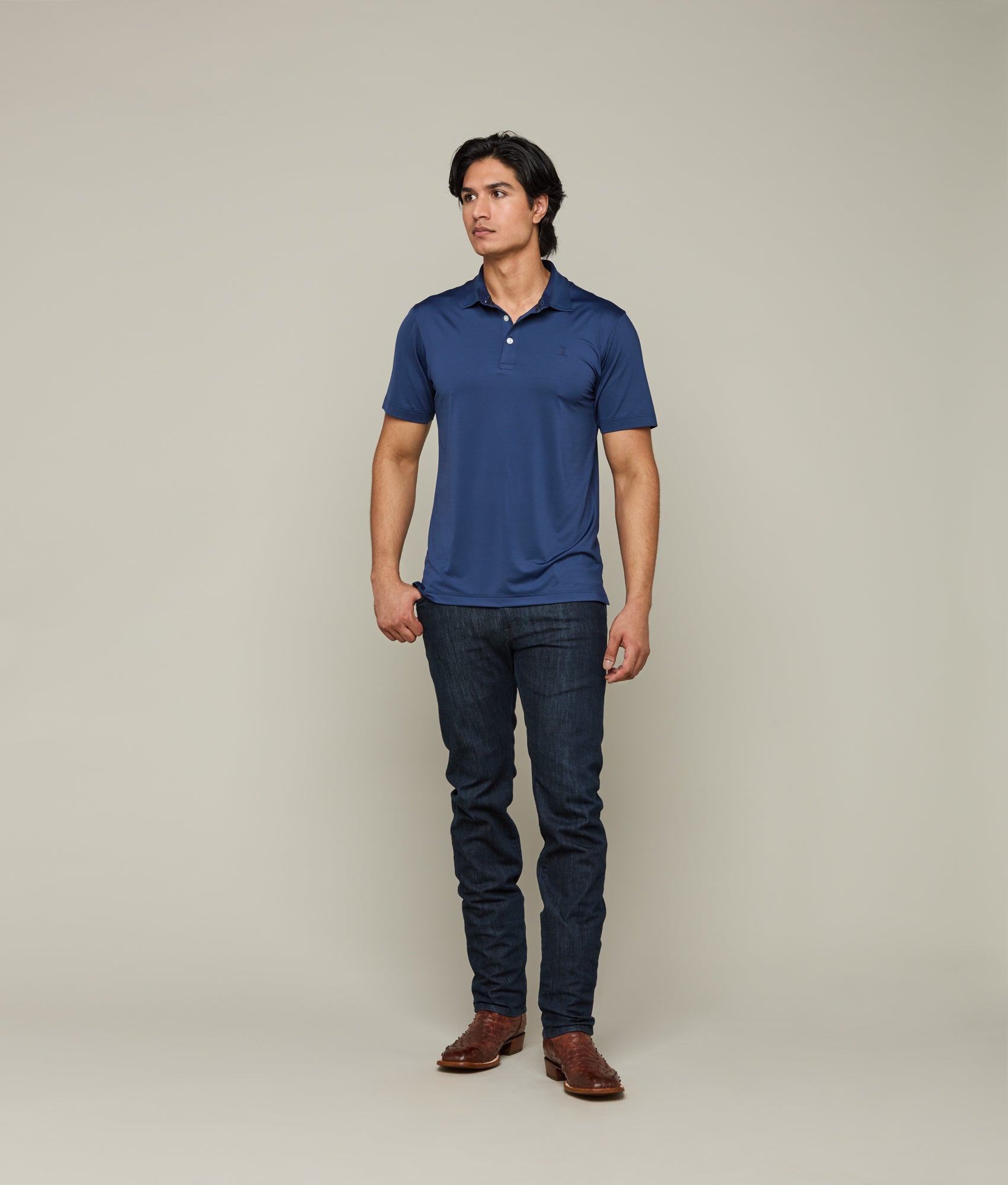 Lucchese Golf Polo :: Dallas Cowboys Navy - Image 5