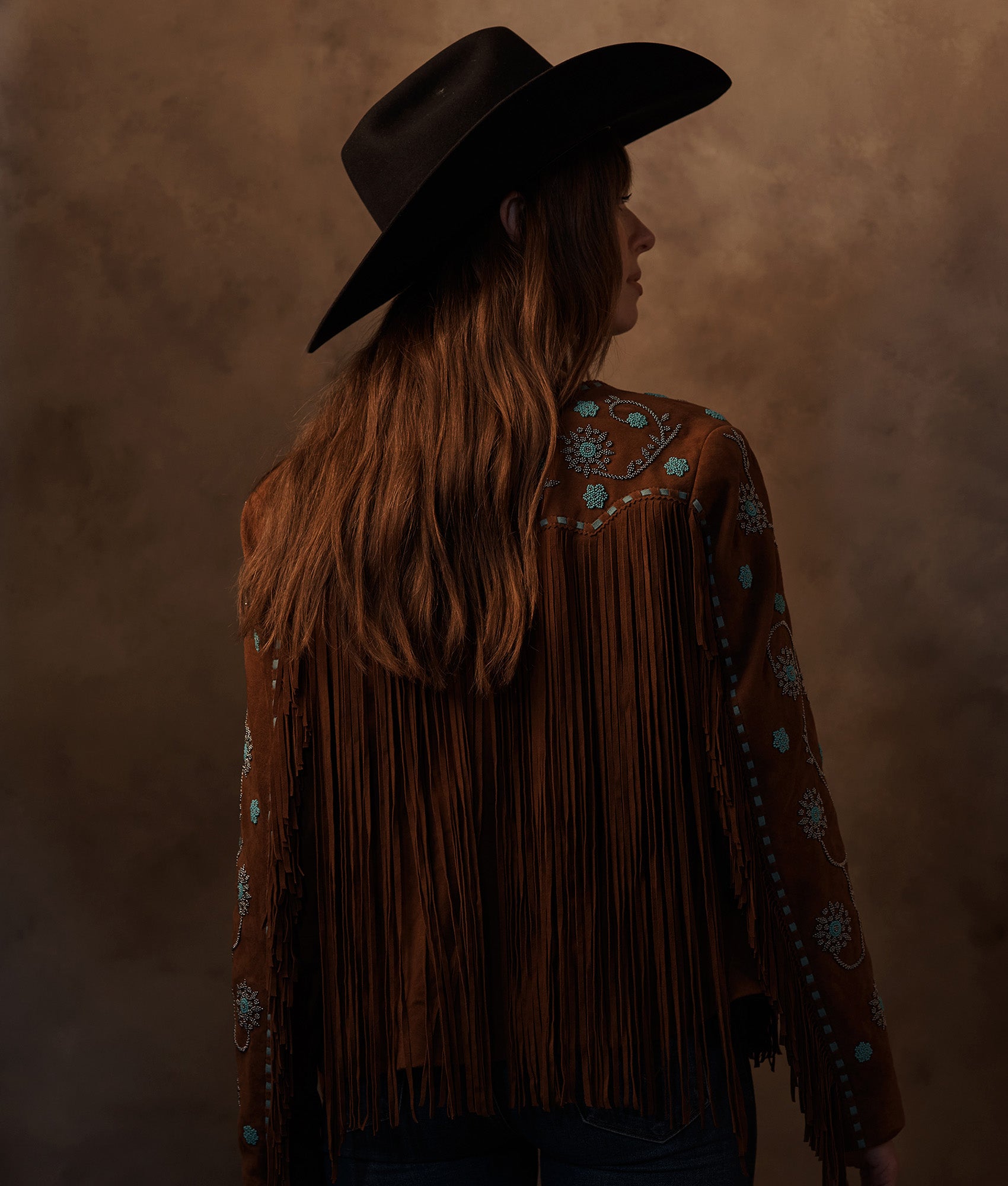 Ellie Beaded Fringe Jacket :: Brown - Image 2