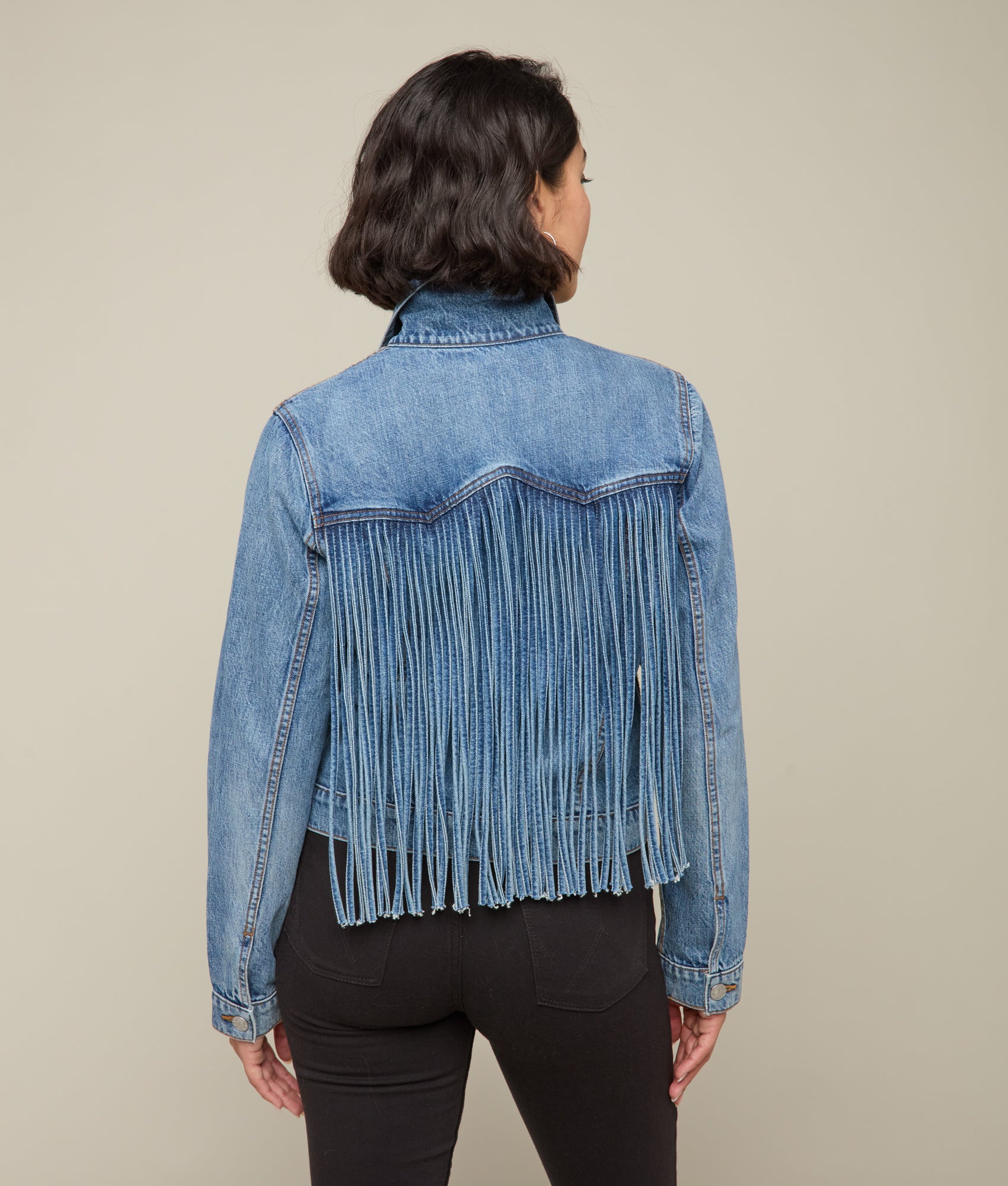 Justine Fringe Denim Jacket :: Blue Roan - Image 6