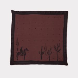 Cowboy Sketch Silk Scarf :: Grey/Brown