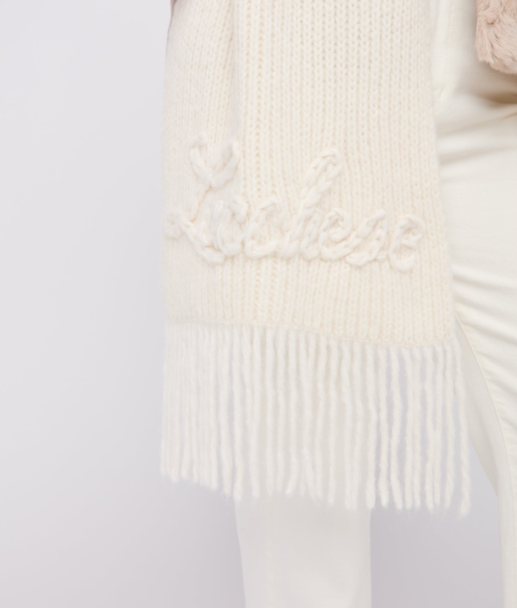 Script Knitted Scarf :: Cream - Image 3