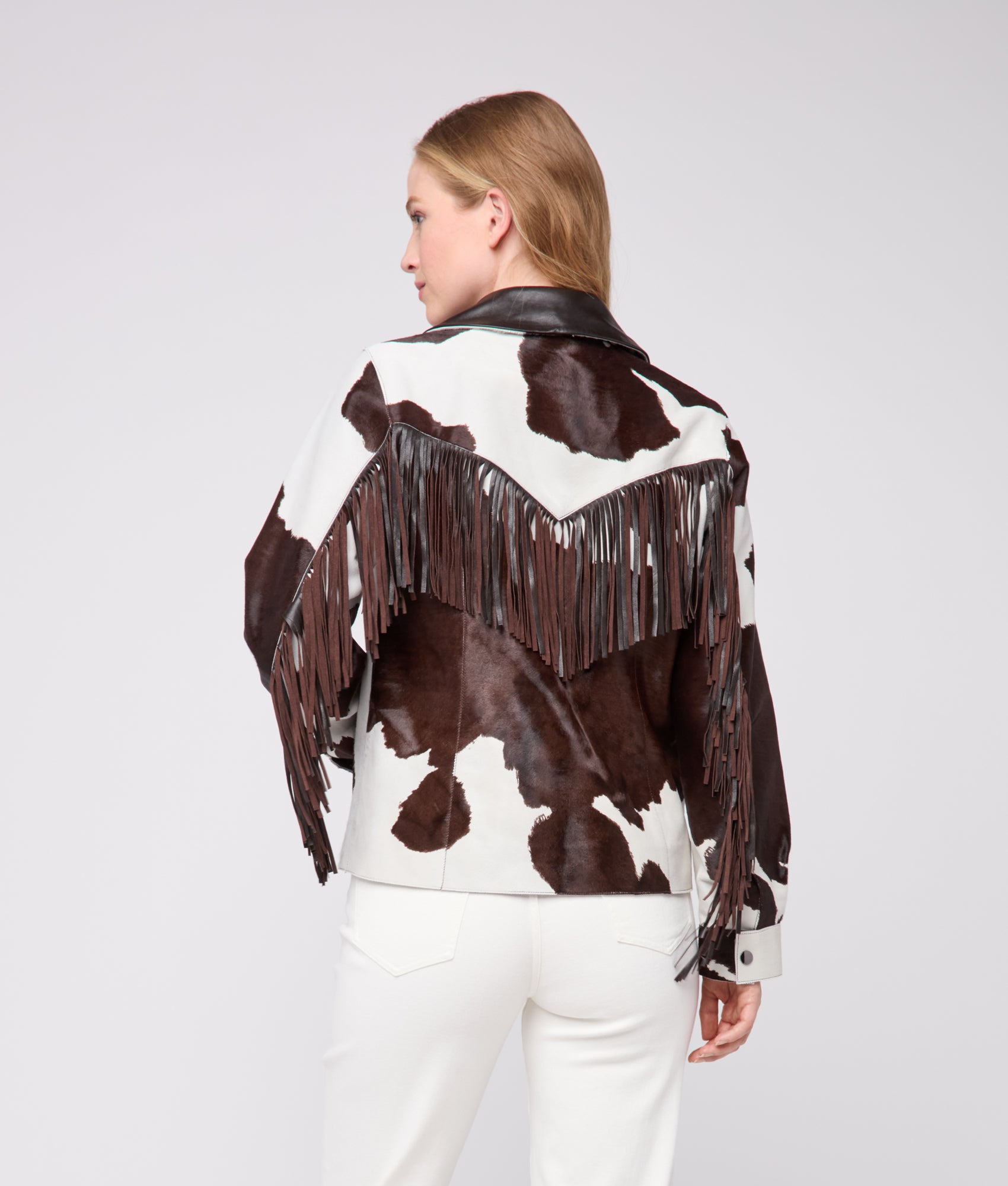 Harper Fringe Jacket :: Brown Mix - Image 3