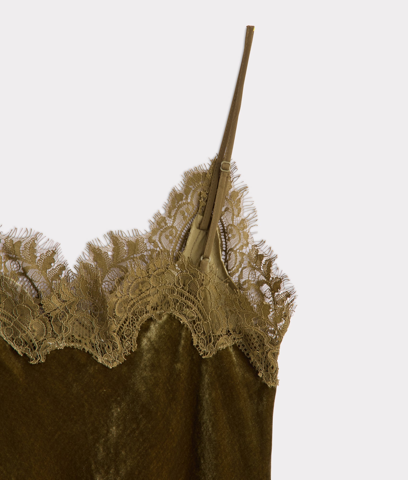 Darlene Velvet Lace Cami :: Olive - Image 8