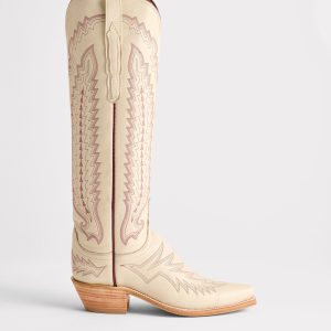 Priscilla :: Glitz Cream W/ Maroon Stitching